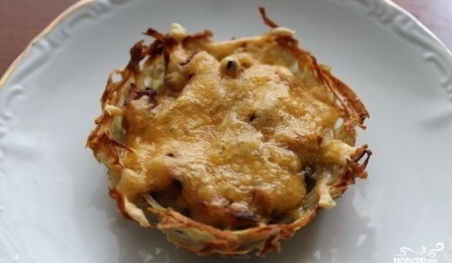 Рецепт картофельных тарталеток с грибами