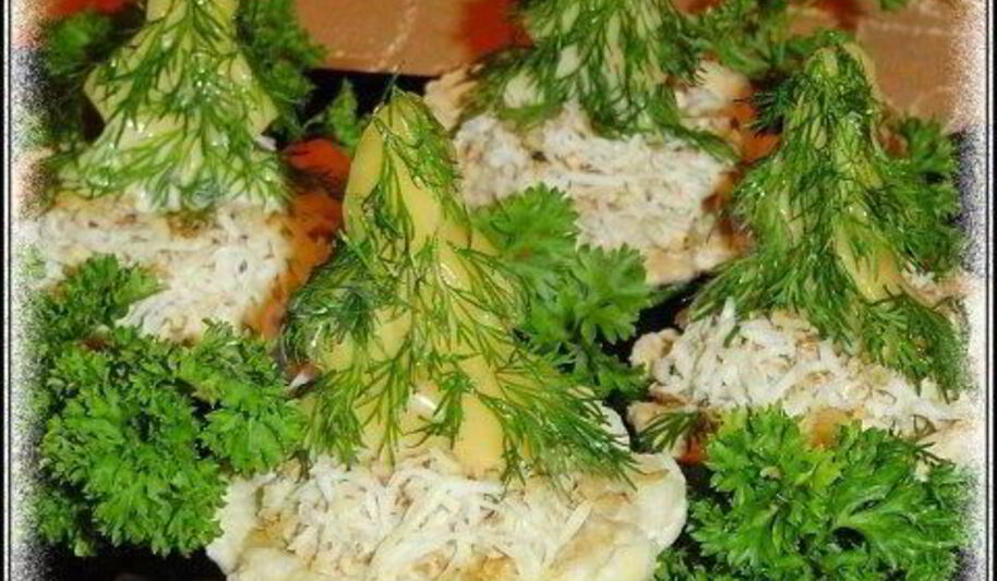 Рецепт новогодних фаршированных тарталеток с творогом и баклажанами