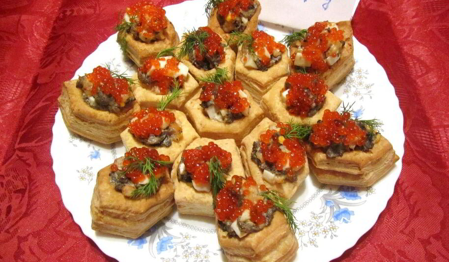 Рецепт тарталеток с грибами и креветками