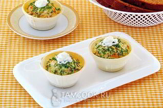 Тарталетки с палтусом и овощами