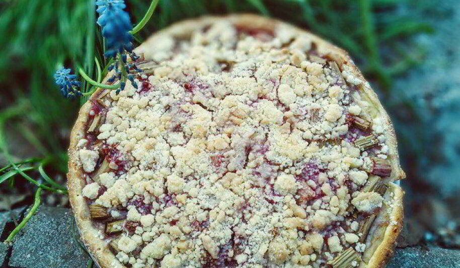 Рецепт ревеневого тарта с ванильным пудингом и штройзелем