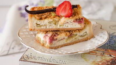 тарт с ревенем, заварным кремом и меренгой