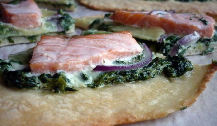 Рецепт тарта с семгой и шпинатом цветы за окном