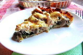 Тарт Взлетная полоса со шпинатом, курицей и грибами