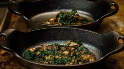 яичница со шпинатом и грибами в духовке