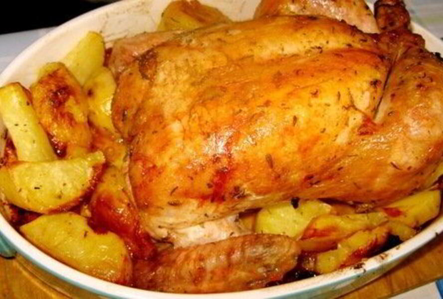 Запеченная маринованная курица
