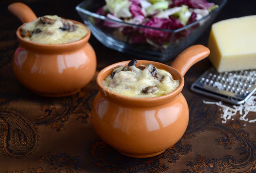 Классический жульен с курицей и грибами