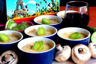 Сливочный жульен с ветчиной и грибами